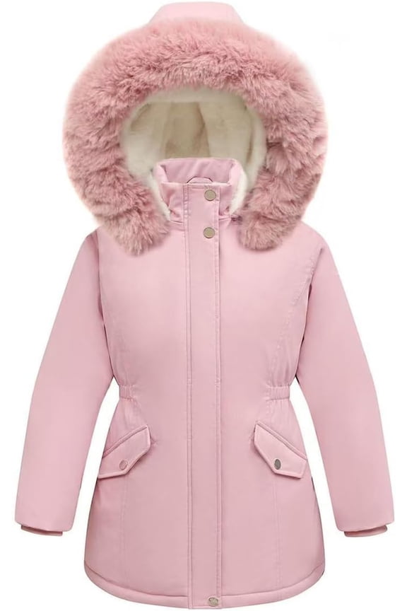 4-11Y Girl's Winter Coat Long Waterproof Kids Outerwear Warm Parka Puffer Jacket with Hood