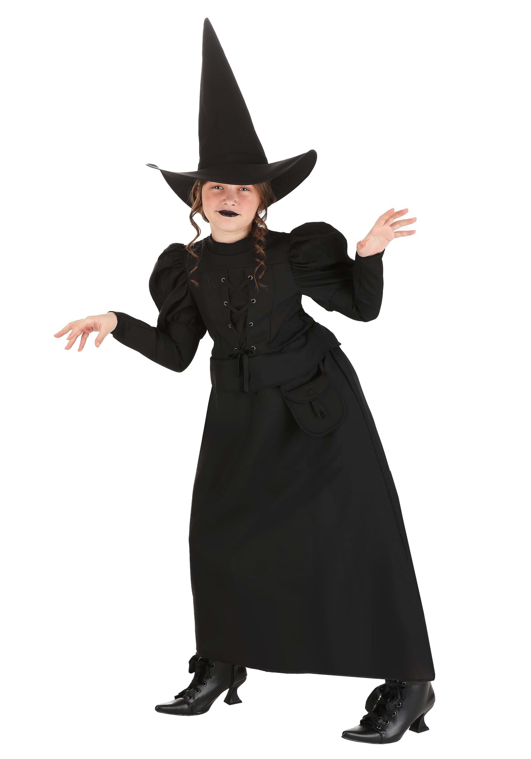 Girls' Black Polyester Wizard of Oz Wicked Witch Costume