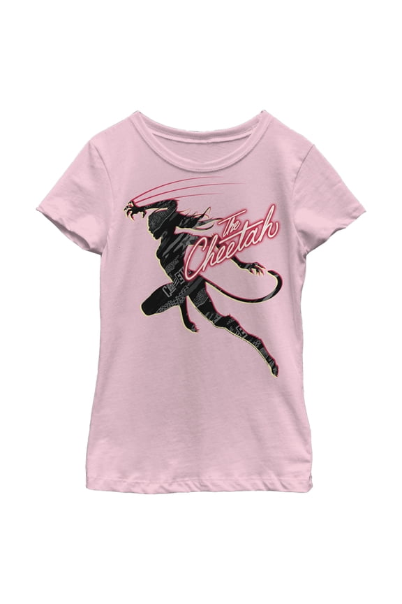 Girl's Wonder Woman 1984 Cheetah Silhouette Graphic Tee Light Pink X Large