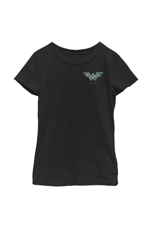 Girl's Wonder Woman 1984 Chest Logo Graphic Tee Black X Large