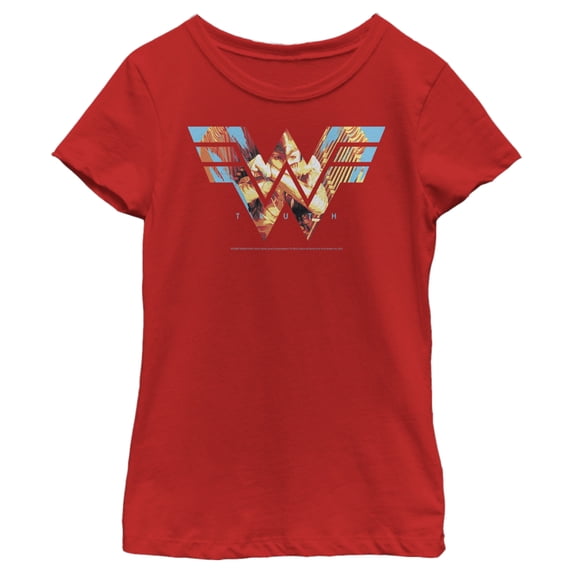 Girl's Wonder Woman 1984 Eagle Truth Logo Graphic Tee Red Small