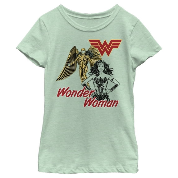 Girl's Wonder Woman 1984 Suit and Armor Graphic Tee Mint Large