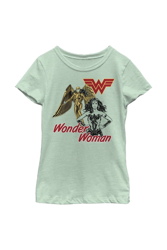 Girl's Wonder Woman 1984 Suit and Armor Graphic Tee Mint Large