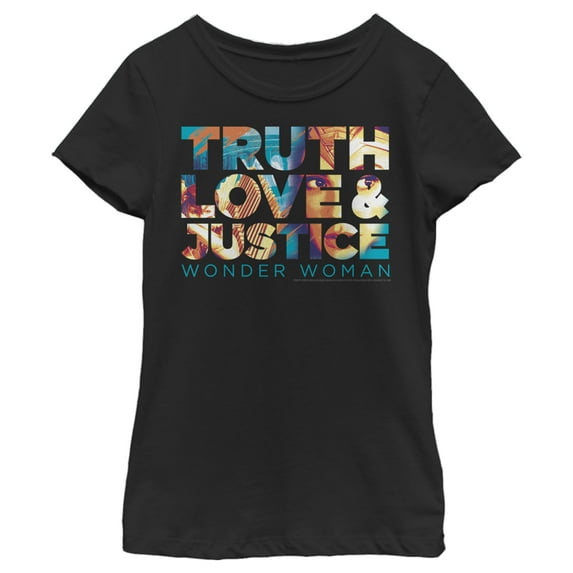 Girl's Wonder Woman 1984 Truth Love Justice Graphic Tee Black Large