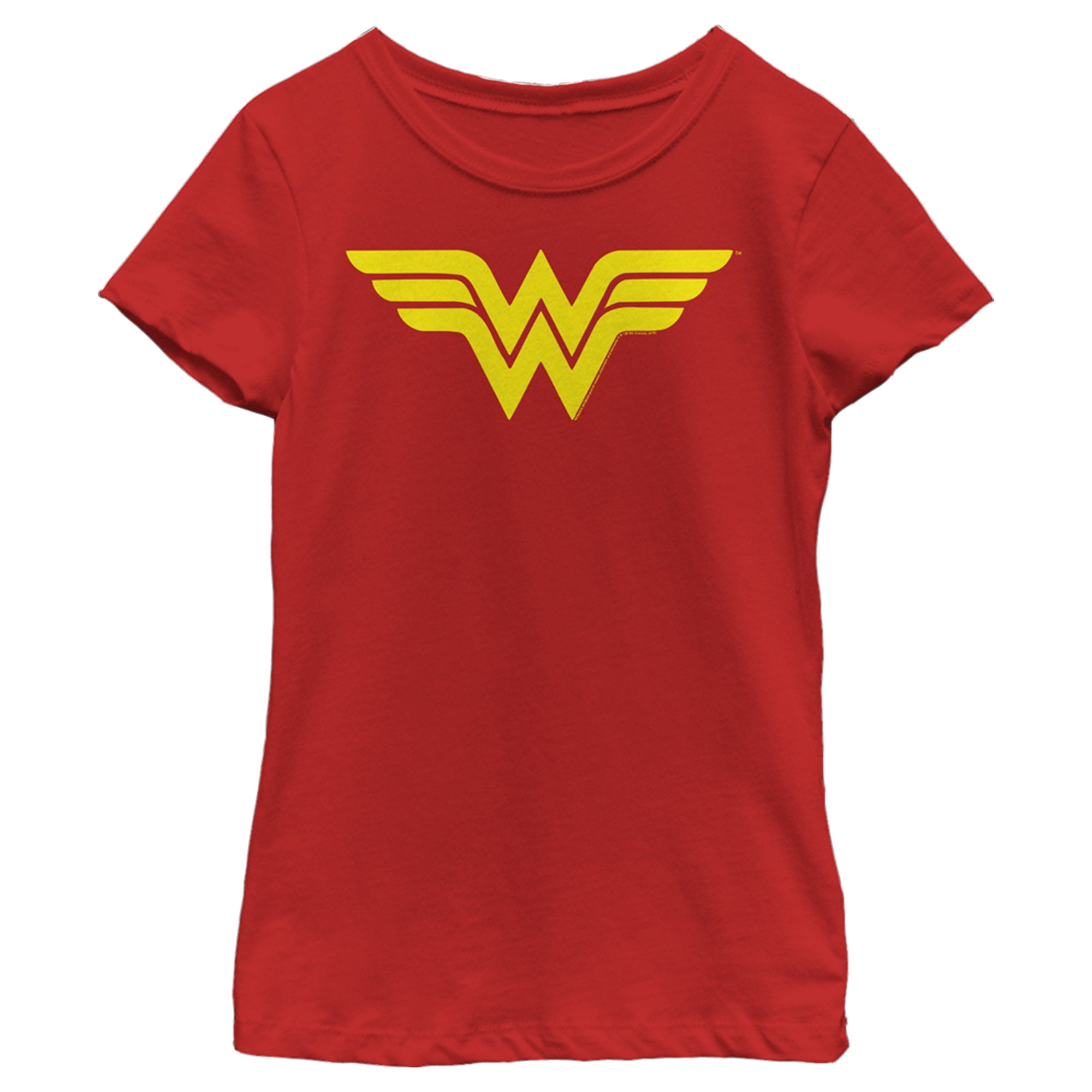 Large Classic Red Woman Graphic Girl\'s Wonder Tee Logo