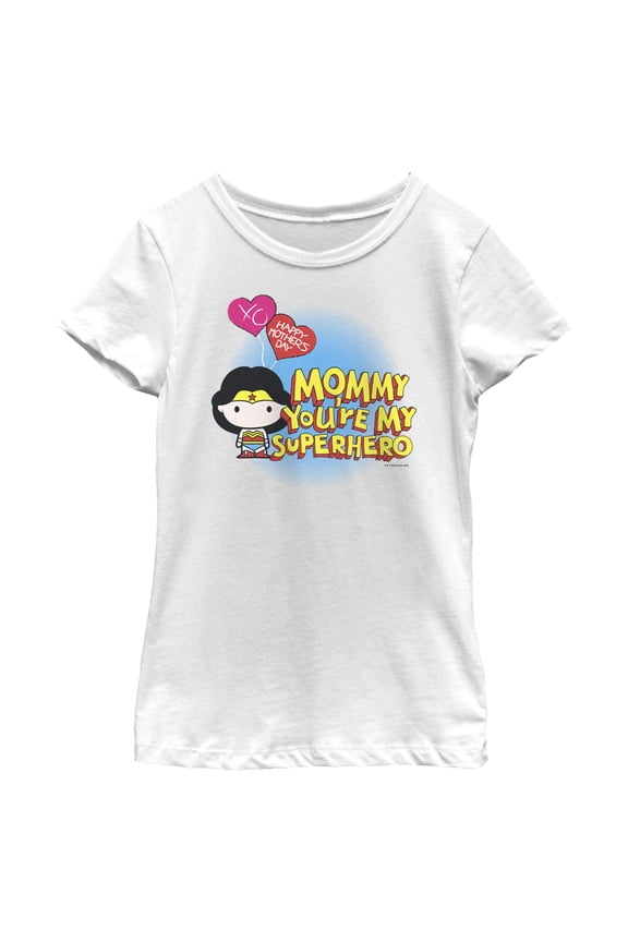 Girl's Wonder Woman Mommy Superhero  Graphic Tee White Small