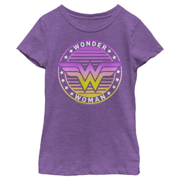 Girl's Wonder Woman Ombre Logo  Graphic Tee Purple Berry X Large