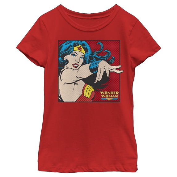 Girl's Wonder Woman Reach Poster Graphic Tee Red X Small