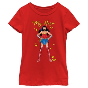 Girl's Wonder Woman Retro My Hero Graphic Tee Red Small
