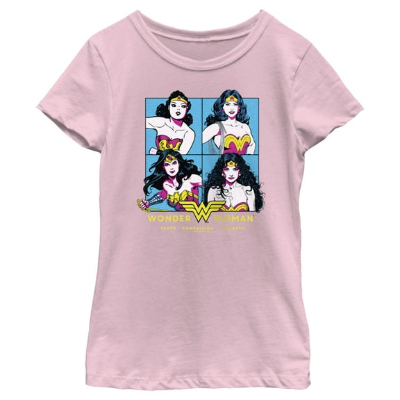 Girl's Wonder Woman Strongest Woman Graphic Tee Light Pink Large