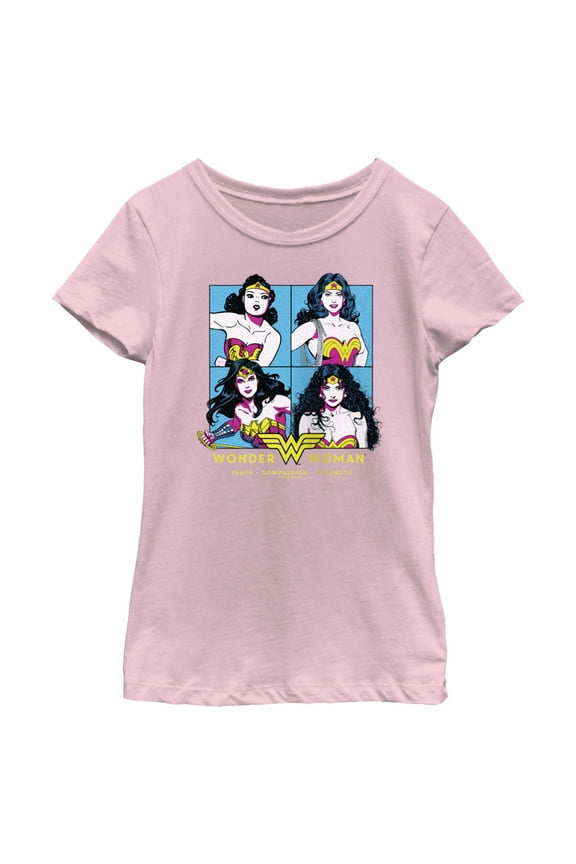 Girl's Wonder Woman Strongest Woman Graphic Tee Light Pink X Small