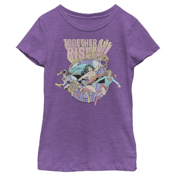 Girl's Wonder Woman Together We Rise Graphic Tee Purple Berry X Small
