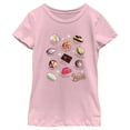 thumbnail image 1 of Girl's Wonka Candies and Chocolates Chart  Graphic Tee Light Pink Large, 1 of 4