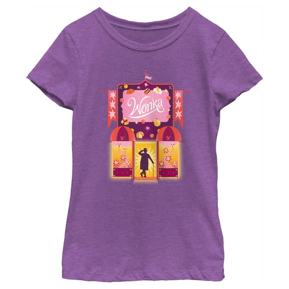 Girl's Wonka Candy Factory Logo Graphic Tee Purple Berry X Large