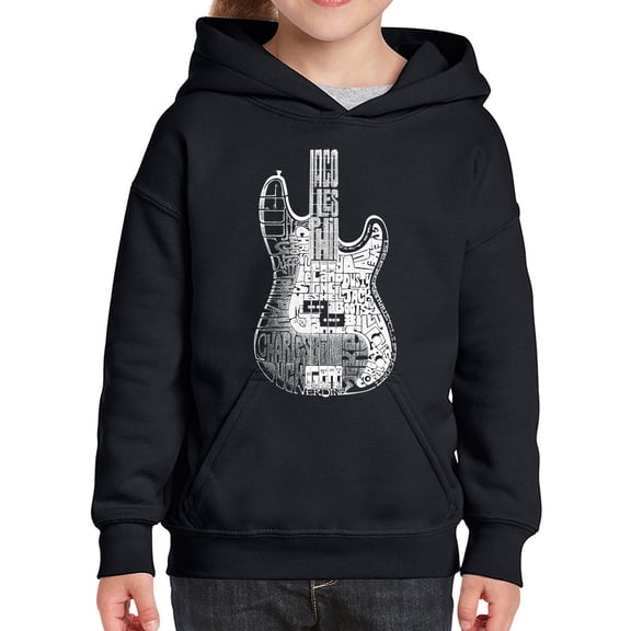 Girl's Word Art Hooded Sweatshirt - Bass Guitar