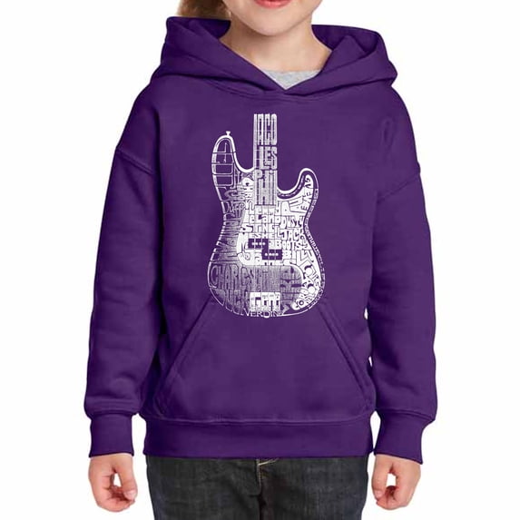 Girl's Word Art Hooded Sweatshirt - Bass Guitar
