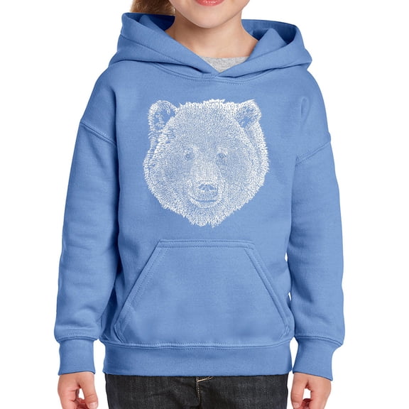 Girl's Word Art Hooded Sweatshirt - Bear Face