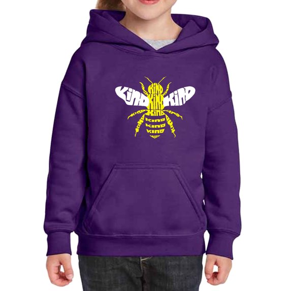 Girl's Word Art Hooded Sweatshirt - Bee Kind