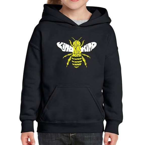 Girl's Word Art Hooded Sweatshirt - Bee Kind