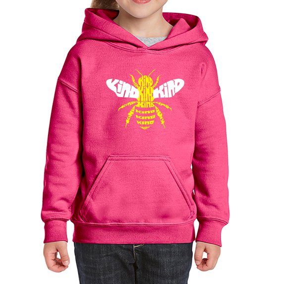 Girl's Word Art Hooded Sweatshirt - Bee Kind