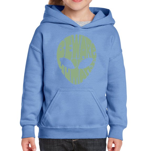 Girl's Word Art Hooded Sweatshirt - Beware of Humans