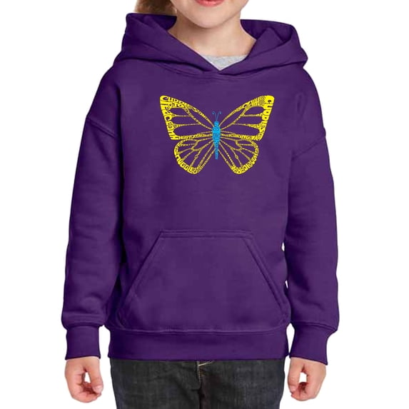 Girl's Word Art Hooded Sweatshirt - Butterfly