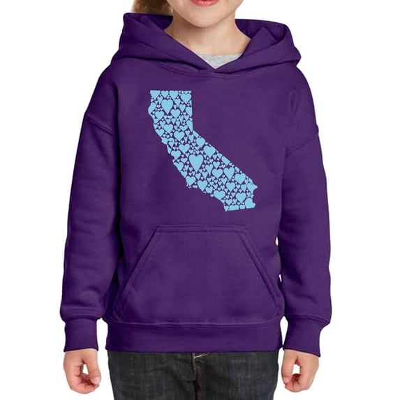 Girl's Word Art Hooded Sweatshirt - California Hearts