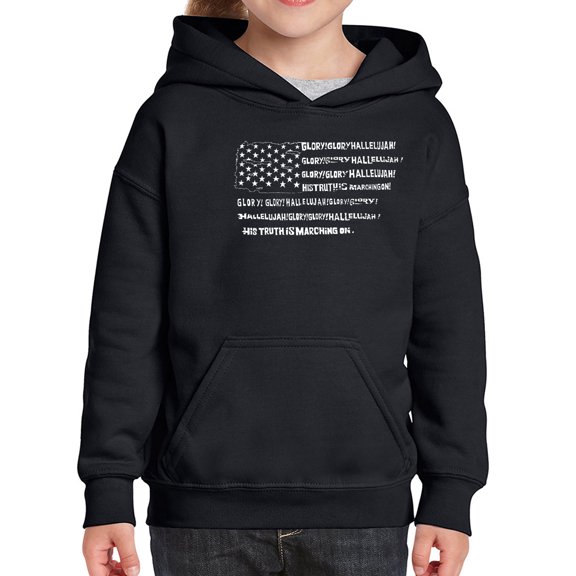 Girl's Word Art Hooded Sweatshirt - Glory Hallelujah Flag