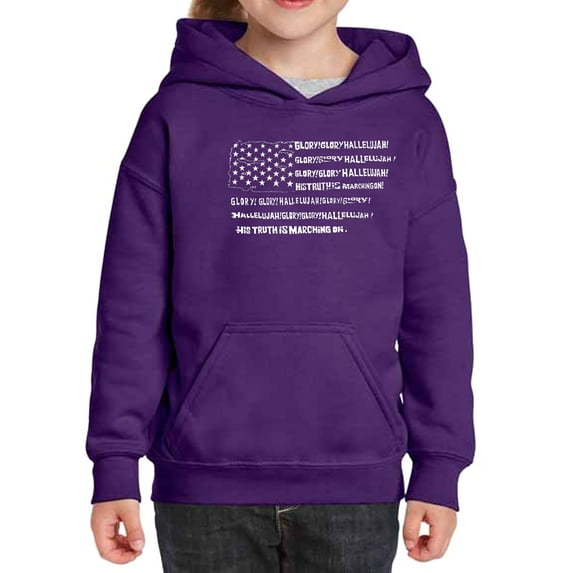 Girl's Word Art Hooded Sweatshirt - Glory Hallelujah Flag