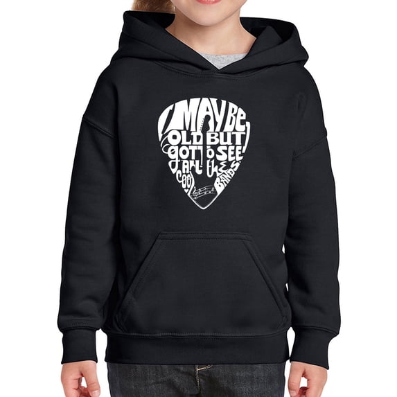 Girl's Word Art Hooded Sweatshirt - Guitar Pick