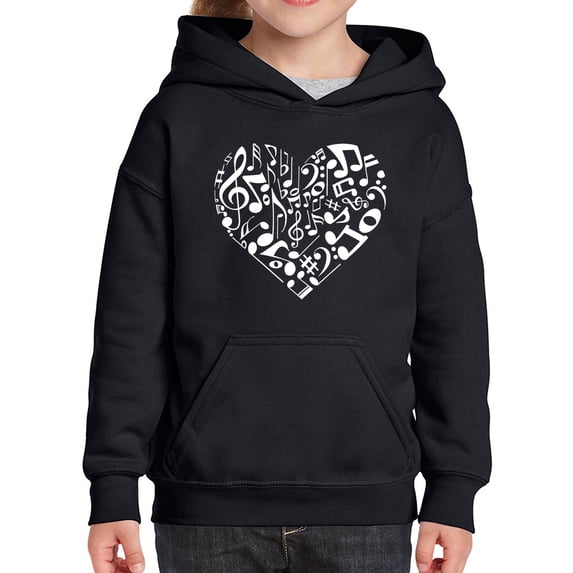 Girl's Word Art Hooded Sweatshirt - Heart Notes