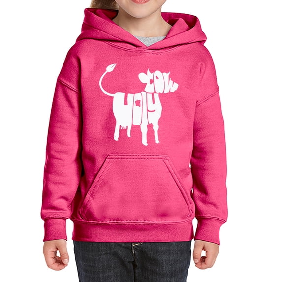 Girl's Word Art Hooded Sweatshirt - Holy Cow