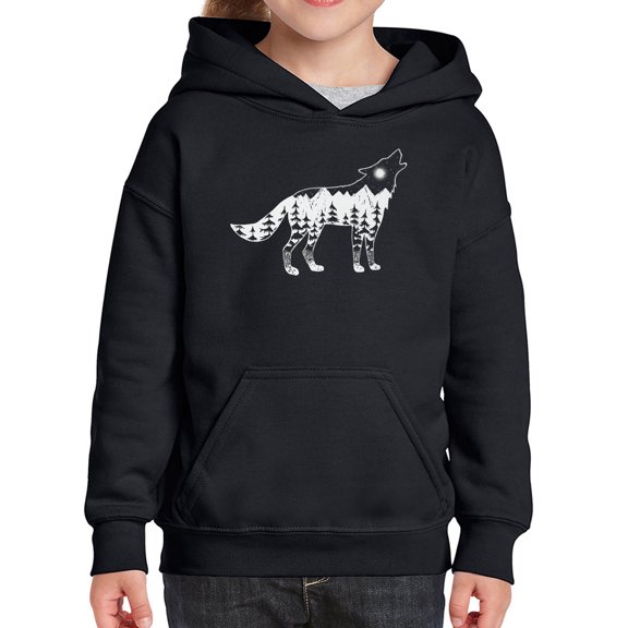 Girl's Word Art Hooded Sweatshirt - Howling Wolf