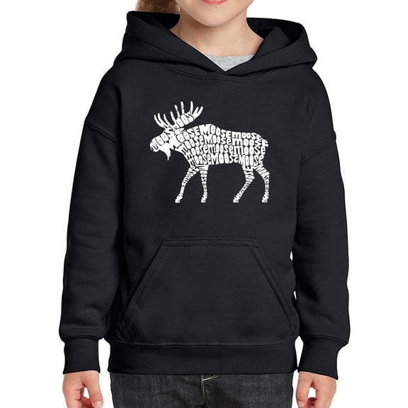 Girl's Word Art Hooded Sweatshirt - Moose