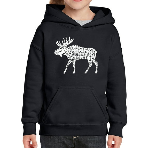 Girl's Word Art Hooded Sweatshirt - Moose