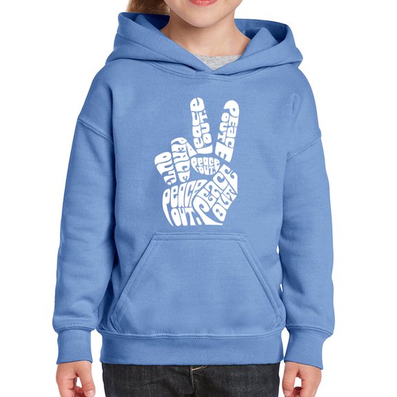 Girl's Word Art Hooded Sweatshirt - Peace Out