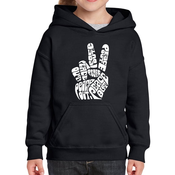Girl's Word Art Hooded Sweatshirt - Peace Out