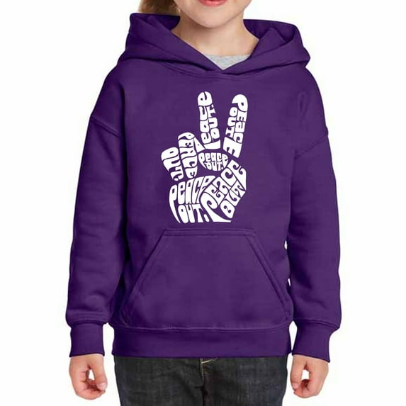 Girl's Word Art Hooded Sweatshirt - Peace Out