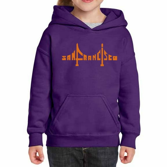 Girl's Word Art Hooded Sweatshirt - San Francisco Bridge