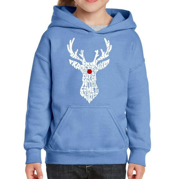Girl's Word Art Hooded Sweatshirt - Santa's Reindeer