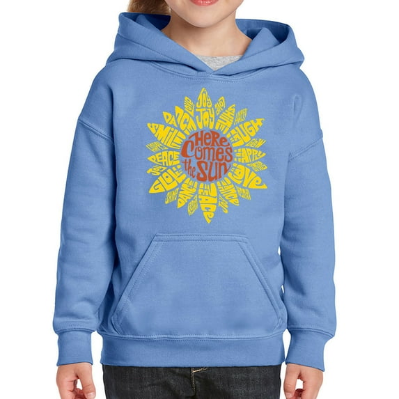 Girl's Word Art Hooded Sweatshirt - Sunflower