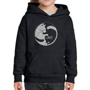 Girls Word Art Hooded Sweatshirt - Yin Yang Cat