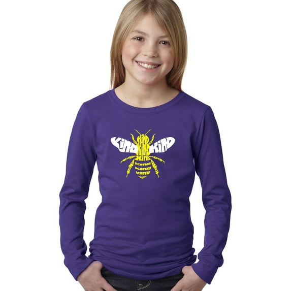 Girl's Word Art Long Sleeve - Bee Kind