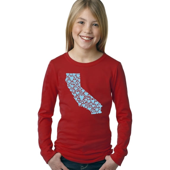 Girl's Word Art Long Sleeve - California Hearts