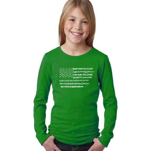 Girl's Word Art Long Sleeve - Glory Hallelujah Flag