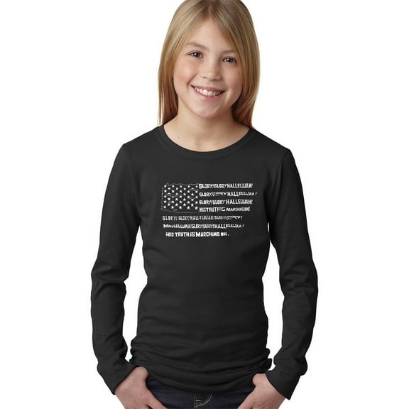 Girl's Word Art Long Sleeve - Glory Hallelujah Flag