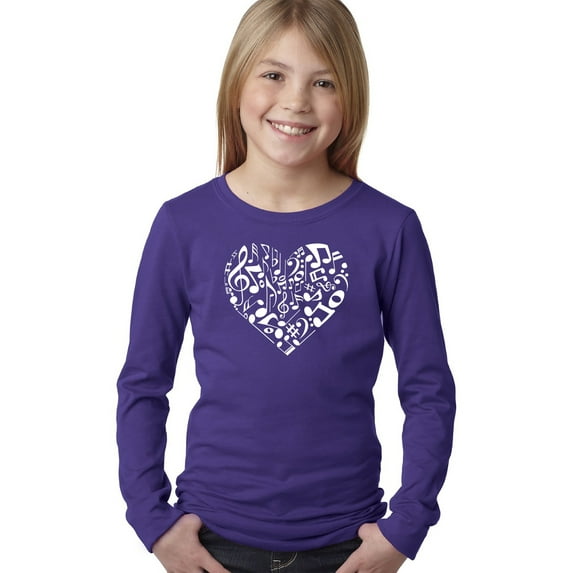 Girl's Word Art Long Sleeve - Heart Notes