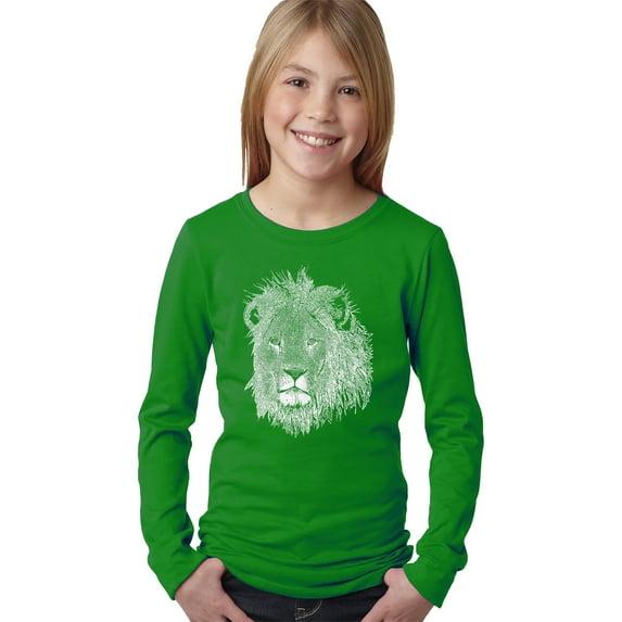Girl's Word Art Long Sleeve - Lion