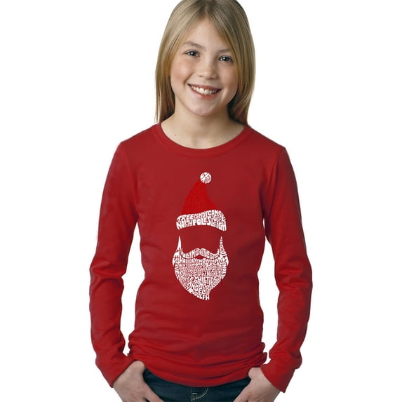 Girl's Word Art Long Sleeve - Santa Claus