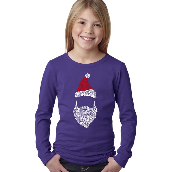 Girl's Word Art Long Sleeve - Santa Claus